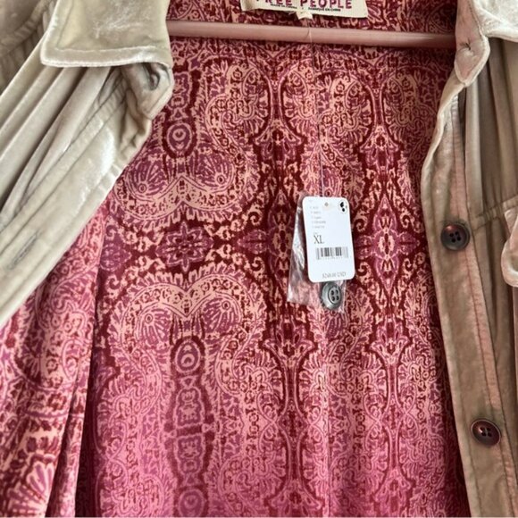 🎉NWT Free People velvet Bella Donna Duster jacket cream XL ivory missing ties - Picture 8 of 13